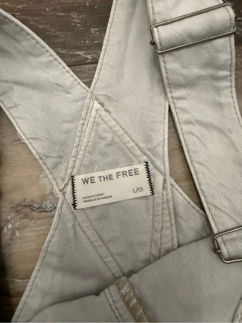 Free People Light Gray/Cream Wide-Leg Overalls Jumpsuit - Picture 4 of 5